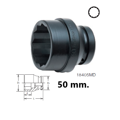 SKI - สกี จำหน่ายสินค้าหลากหลาย และคุณภาพดี | KOKEN 18405MD-50D68 ลูกบ๊อกลมสั้น 1นิ้ว-12P-50(D68) ขอบบางพิเศษ