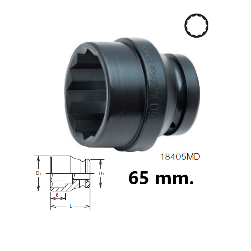 KOKEN 18405MD-65D87 ลูกบ๊อกลมสั้น 1นิ้ว-12P-65(D87) ขอบบางพิเศษ
