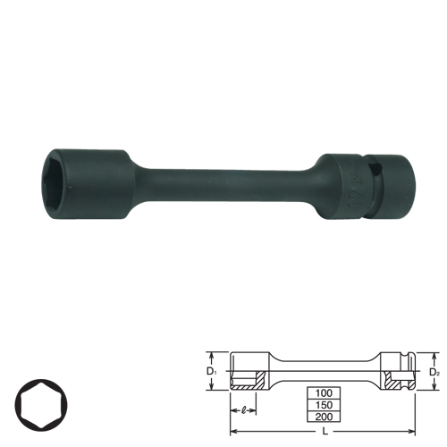 KOKEN NV13145M-200-17 ลูกบ๊อกลมข้อต่อ NV ยาว 200mm 3/8นิ้ว-6P-17mm.