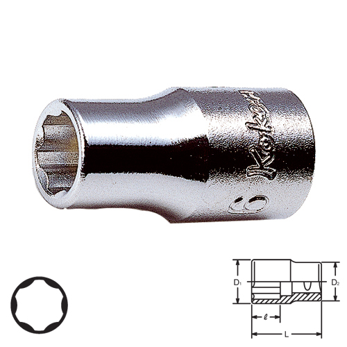 KOKEN 2410M-8 ลูกบ๊อก ถนอมมุมน๊อต 1/4นิ้ว-8mm.