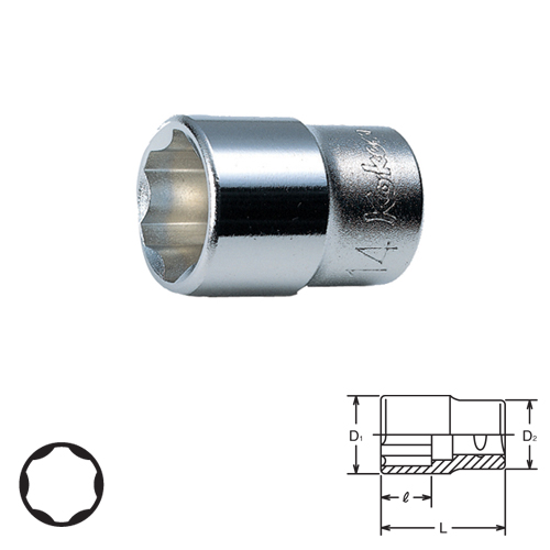 KOKEN 3410M-18 ลูกบ๊อกสั้น ถนอมมุมน๊อต 3/8นิ้ว-18mm.