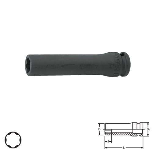 KOKEN 13310M-14 ลูกบ๊อกลมยาว ถนอมมุมน๊อต 3/8นิ้ว-14mm.
