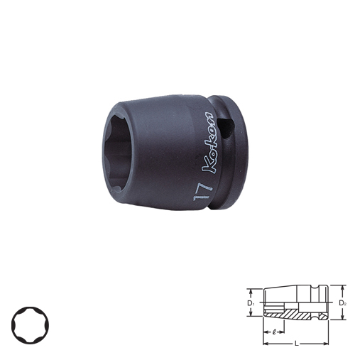 KOKEN 14410M-24 ลูกบ๊อกลมสั้น ถนอมมุมน๊อต 1/2นิ้ว-24mm.