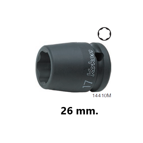 SKI - สกี จำหน่ายสินค้าหลากหลาย และคุณภาพดี | KOKEN 14410M-26 ลูกบ๊อกลมสั้น ถนอมมุมน๊อต 1/2นิ้ว-26mm.