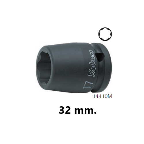 KOKEN 14410M-32 ลูกบ๊อกลมสั้น ถนอมมุมน๊อต 1/2นิ้ว-32mm.