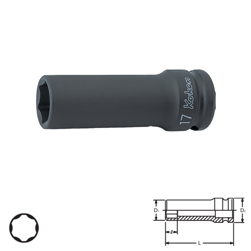 KOKEN 14310M-17 ลูกบ๊อกลมยาว ถนอมมุมน๊อต 1/2นิ้ว-17mm.