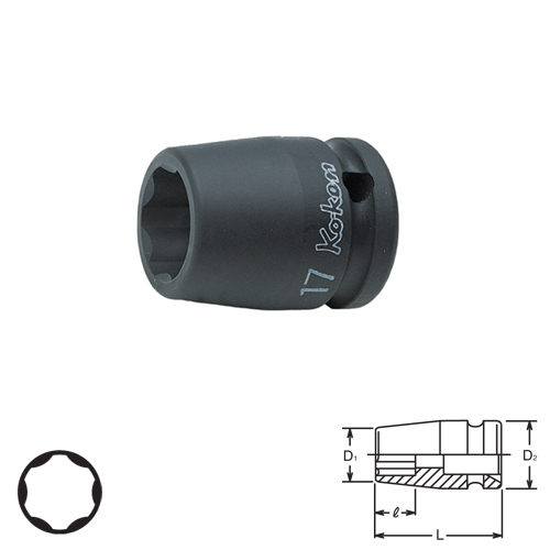 KOKEN 15410M-24 ลูกบ๊อกลมสั้น ถนอมมุมน๊อต 5/8นิ้ว-24mm.