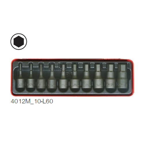 KOKEN 4012M/10-L60 บ๊อกเดือยโผล่ 1/2นิ้ว ชุด 10 ชิ้น(มิล) ในกล่องเหล็ก