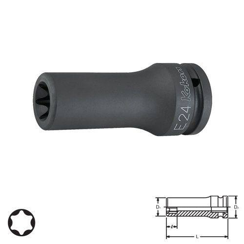 SKI - สกี จำหน่ายสินค้าหลากหลาย และคุณภาพดี | KOKEN 16325-E24 ลูกบ๊อกลม ท๊อกยาว 3/4นิ้ว-100-E24