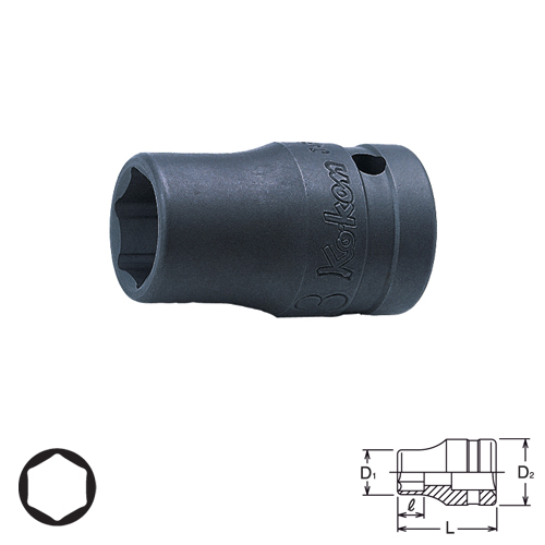 KOKEN 24400M-12 ลูกบ๊อกอินดัสเตรียล สั้น 1/2นิ้ว-6P-12mm