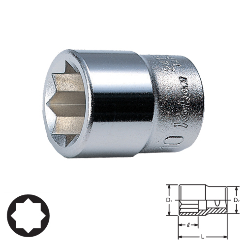 KOKEN 2415M-10 ลูกบ๊อก 1/4นิ้ว-8แฉก-10mm.