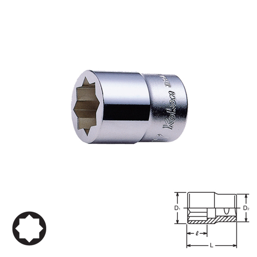 KOKEN 4109M-23 ลูกบ๊อก 8 เหลี่ยม ขันก้นแคร๊งค์ 1/2นิ้ว-23mm.