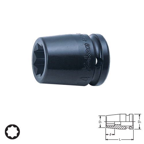 KOKEN 14415M-22 ลูกบ๊อกลม 1/2นิ้ว-8แฉก-22mm.