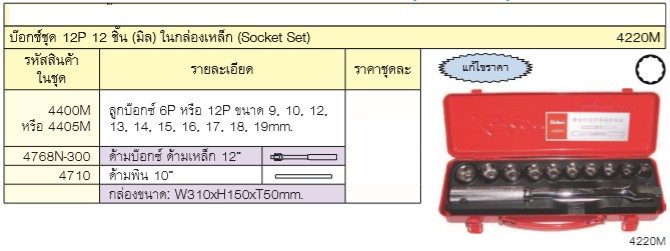 KOKEN 4220M บ๊อกชุด 1/2นิ้ว-12P-12 ชิ้น (มิล) ในกล่องเหล็ก