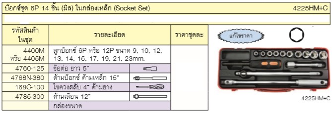 KOKEN 4225HM+C บ๊อกชุด 1/2-6P-14 ชิ้น (มิล) ในกล่องเหล็ก