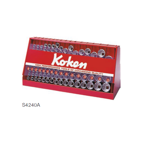 SKI - สกี จำหน่ายสินค้าหลากหลาย และคุณภาพดี | KOKEN S4240A บ๊อกชุด 1/2นิ้ว-12P-103 ชิ้น (นิ้ว) ในตู้โชว์เหล็ก