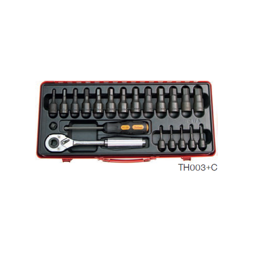 SKI - สกี จำหน่ายสินค้าหลากหลาย และคุณภาพดี | KOKEN THL003+C บ๊อกชุด 21 ชิ้น (มิล) ในกล่องเหล็ก