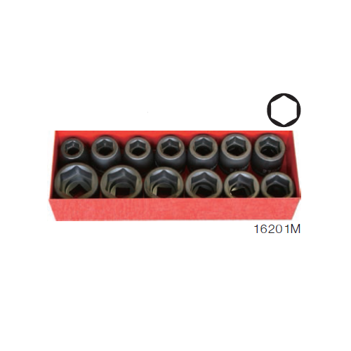 SKI - สกี จำหน่ายสินค้าหลากหลาย และคุณภาพดี | KOKEN 16201M-01 บ๊อกชุดลมมิล ขอบบาง 3/4นิ้ว-6P-13 ตัวชุด ในกล่องเหล็ก