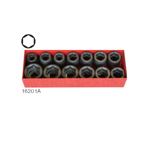 SKI - สกี จำหน่ายสินค้าหลากหลาย และคุณภาพดี | KOKEN 16201A-01 บ๊อกชุดลม ขอบบาง 3/4นิ้ว-6P-11 ตัวชุด (นิ้ว) ในกล่องเหล็ก