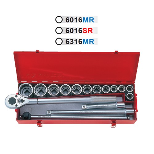 SKI - สกี จำหน่ายสินค้าหลากหลาย และคุณภาพดี | KINGTONY 6016SR บ๊อกชุด รู 3/4นิ้ว-12P-16 ตัวชุดหุน (7/8นิ้ว-2นิ้ว)