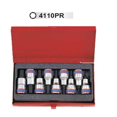 KINGTONY 4110PR ลูกบ๊อกเดือยโผล่ 6P สั้น รู 1/2-9 ตัวชุด