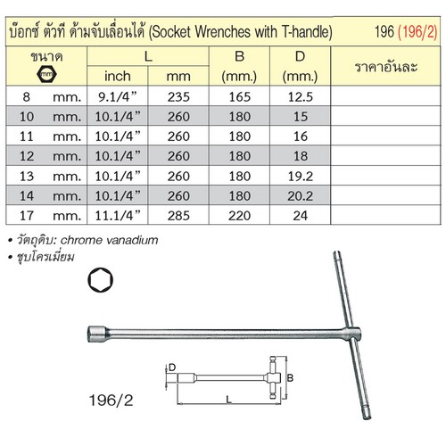 UNIOR 196/2 บ๊อกตัวที 10 mm. (196)