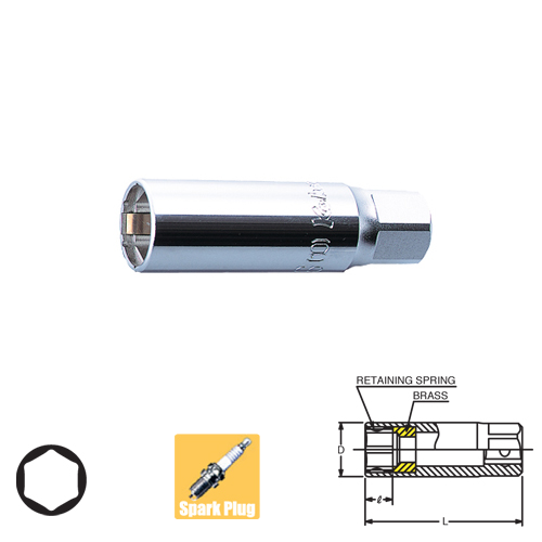 KOKEN 3300C-180-20.8 ลูกบ๊อกถอดหัวเทียน สปริงหนีบ 3/8นิ้ว-6P-180-20.8mm.