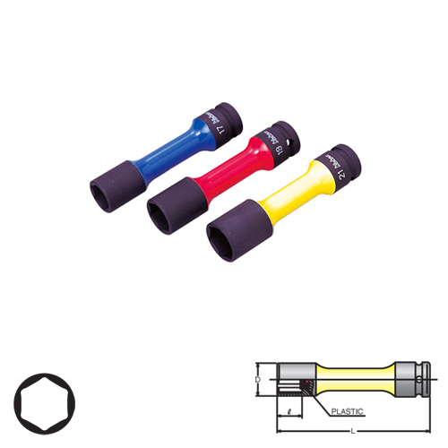 KOKEN 14145PM-110-19 สีแดง ลูกบ๊อกลมถอดล้อแม๊ก 1/2นิ้ว-6P-19mm ขอบบางพิเศษ