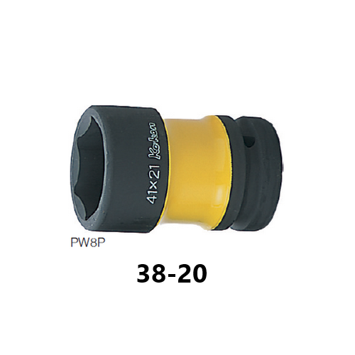 KOKEN PW8P-38x20 ลูกบ๊อกลม 2หัว ขอบบาง ถอดล้อรถบรรทุก 1นิ้ว-38x20mm สีแดง