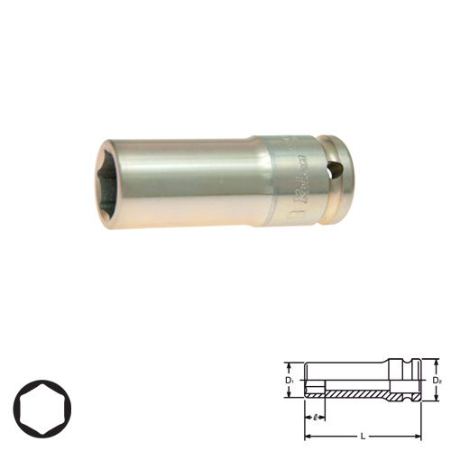 KOKEN AN14300-17 ลูกบ๊อกอลูมิเนียม 1/2นิ้ว-6P-17mm.-80mm. ถอดล้อแม๊ก