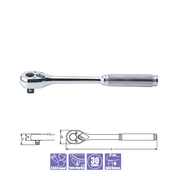 SKI - สกี จำหน่ายสินค้าหลากหลาย และคุณภาพดี | KOKEN 4750NB-10 ด้ามฟรี 1/2นิ้ว-10นิ้ว กดปุ่ม ด้ามเหล็กกลิ้งลาย (250mm)