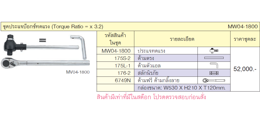 KOKEN #MW04-1800 ชุดประแจบ๊อกซ์ทดแรง (Toraue Ratio = x 3.2)