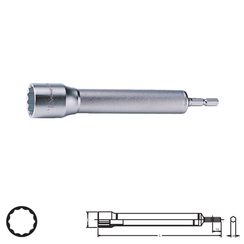 KOKEN BD008-700-17 ลูกบ๊อกซ์ 12P(มิล) สำหรับถอด-ใส่น็อตกับสตัด 700mm.x17mm. ใช้กับไขควงไฟฟ้าแกน 1/4นิ้ว
