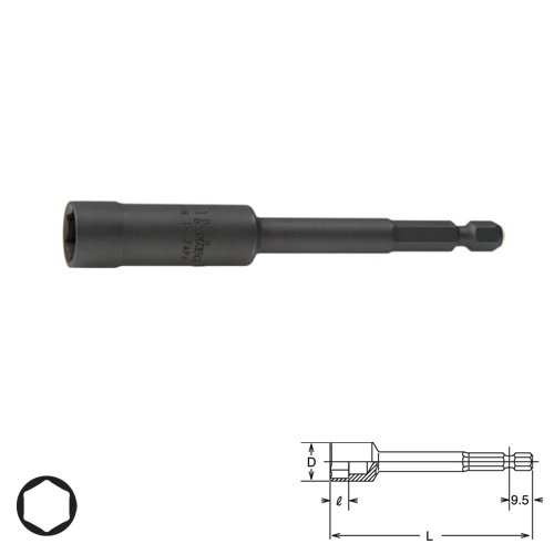 KOKEN 114-150-10 บ๊อกซ์แกนหกเหลี่ยม ยาว 150x10mm.แกนไขควงลม 1/4นิ้ว (ตัวตั้งน็อต)