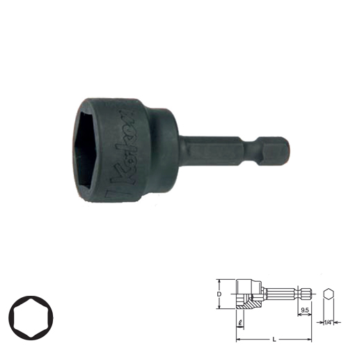 SKI - สกี จำหน่ายสินค้าหลากหลาย และคุณภาพดี | KOKEN BD016E-19 บ๊อกแกนหกเหลี่ยม 19mm. ใช้กับไขควงไฟฟ้า แกน 1/4นิ้ว