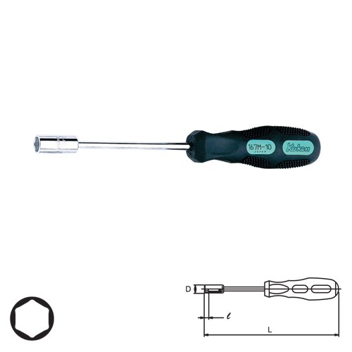 KOKEN 167M-9 ไขควงหัวบ๊อกหกเหลี่ยม 9 mm.