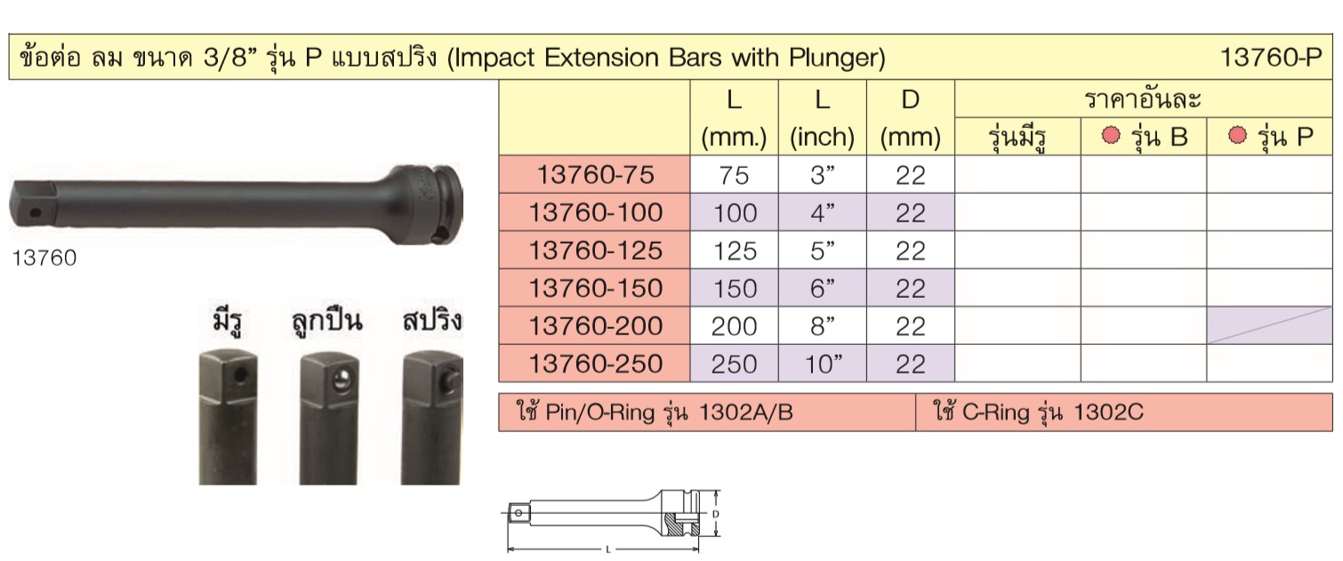 KOKEN 13760-P-250 ข้อต่อ ลม ขนาด 3/8นิ้ว รุ่น P แบบสปริง