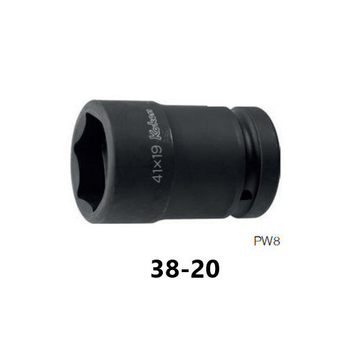 KOKEN PW8-2-38x20 ลูกบ๊อกลม 2หัว ขอบบางถอดล้อรถบรรทุก 1นิ้ว-38x20mm
