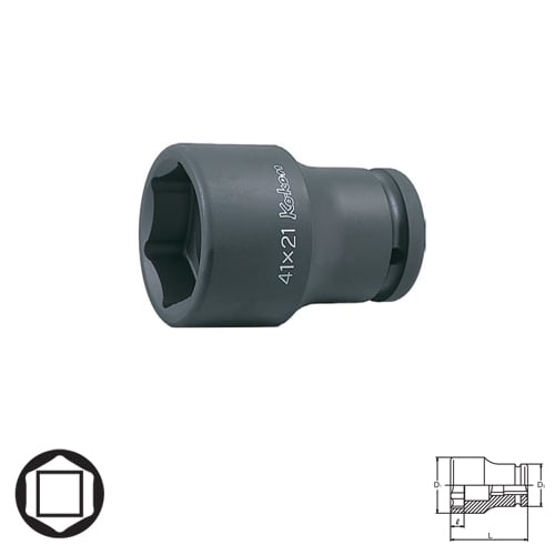 KOKEN PW8-2-41x19 ลูกบ๊อกลม 2หัว ขอบบางถอดล้อรถบรรทุก 1นิ้ว-41x19mm