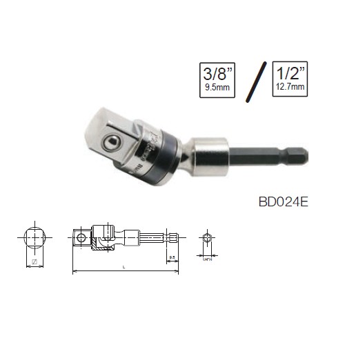 KOKEN BD024E-3/8 ข้ออ่อนแกน ใช้กับไขควงไฟฟ้า ขนาดแกน 1/4นิ้ว
