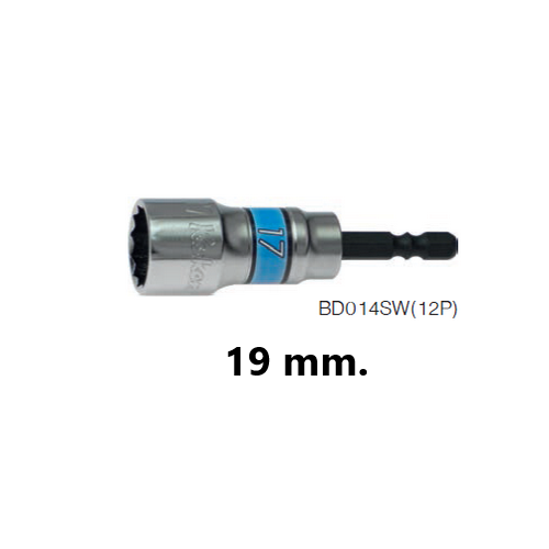 KOKEN BD014SW-19 บ๊อกแกนสั้น 12P - 19mm. ใช้กับไขควงไฟฟ้าแกน 1/4นิ้ว 