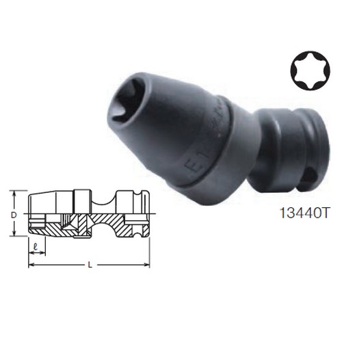 KOKEN 13440T ลูกบ๊อกซ์ลม ข้ออ่อน Torx นาด 3/8นิ้ว-E14
