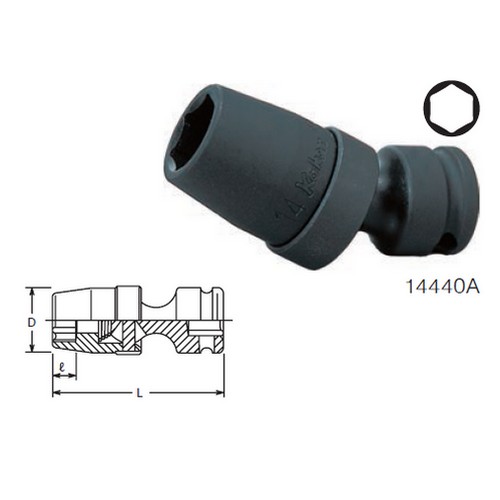 SKI - สกี จำหน่ายสินค้าหลากหลาย และคุณภาพดี | KOKEN 144440A-11/16 ลูกบ๊อกซ์ลม ข้ออ่อน 6P (นิ้ว) ขนาด 1/2นิ้ว-11/16