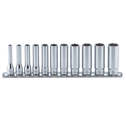 SKI - สกี จำหน่ายสินค้าหลากหลาย และคุณภาพดี | KOKEN RS2305M/11 ลูกบ๊อกซ์ ยาว 12P (มิล) ขนาด 1/4นิ้ว ชุด 11 ชิ้น ในรางเหล็ก