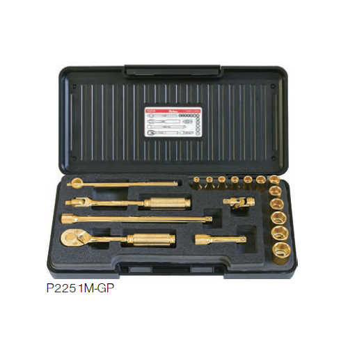 KOKEN P2251M-GP บ๊อกซ์ชุด 6P 18 ชิ้น (มิล) เคลือบทอง ในกล่อง ABS
