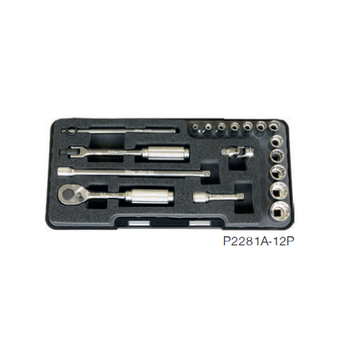 KOKEN P2281A-12P บ๊อกซ์ชุด 12P 18 ชิ้น (นิ้ว) ในกล่อง ABS