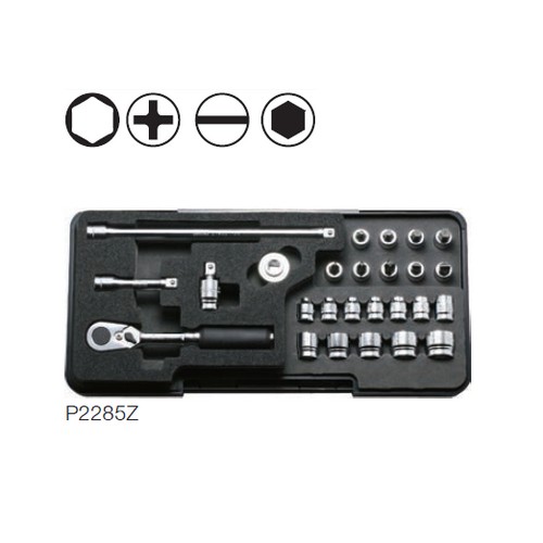 SKI - สกี จำหน่ายสินค้าหลากหลาย และคุณภาพดี | KOKEN P2285Z บ๊บ๊อกซ์ชุด รุ่นแชด 26 ชิ้น (มิล) 6P ในถาดโฟม