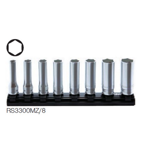 KOKEN RS3300MZ/8 ชุดบ๊อกซ์ รุ่นแชด ยาว ขนาด 3/8นิ้ว ชุด 8 ชิ้น ในรางแม่เหล็ก