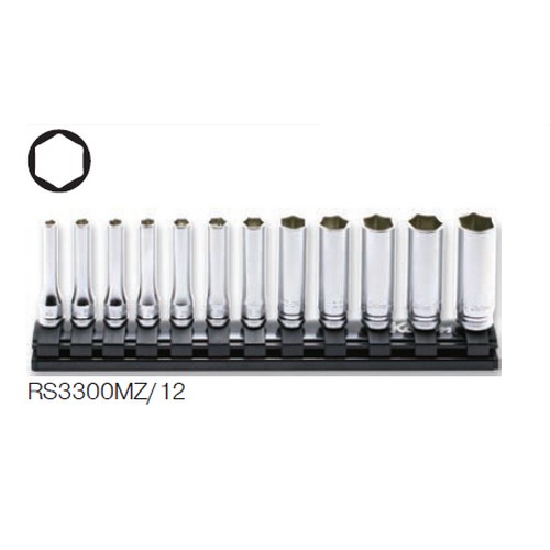 SKI - สกี จำหน่ายสินค้าหลากหลาย และคุณภาพดี | KOKEN RS3300MZ/12 ชุดบ๊อกซ์ รุ่นแชด ยาว ขนาด 3/8นิ้ว ชุด 12 ชิ้น ในรางแม่เหล็ก