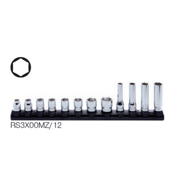 KOKEN RS3X00MZ/12 ชุดบ๊อกซ์ รุ่นแชด ขนาด 3/8นิ้ว ชุด 12 ชิ้น ในรางแม่เหล็ก